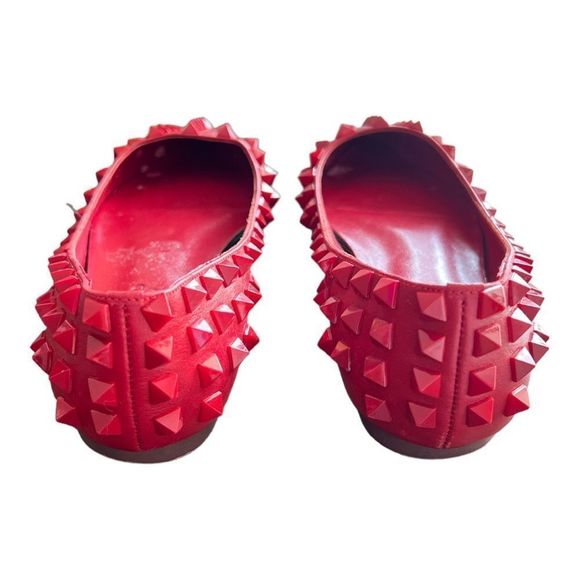 BY ZENITH Leather Ballet Red Studs Flats Woman’s Shoes Size 37. - Picture 4 of 7